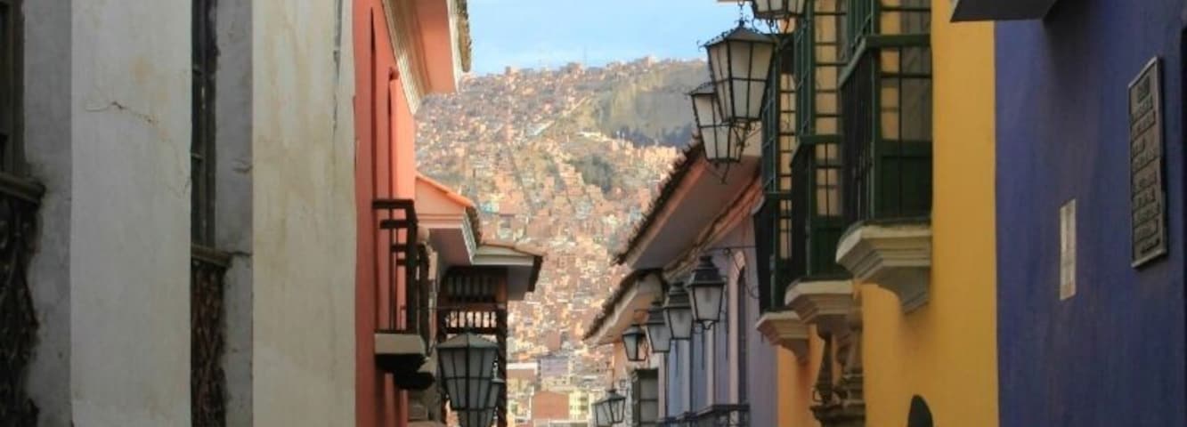 About a 5-10 minute walk uphill from San Francisco Square, Calle Jaรฉn is one of the most attractive streets in La Paz. It's quaint, cobbled, traffic-free and contains some beautiful, colourful, well-preserved colonial buildings. It's also home to 4 museums (my favourite is the fascinating Museo de Instrumentos Musicales), an art gallery, a few unique artisan shops, and a couple of alternative cafe/bars.