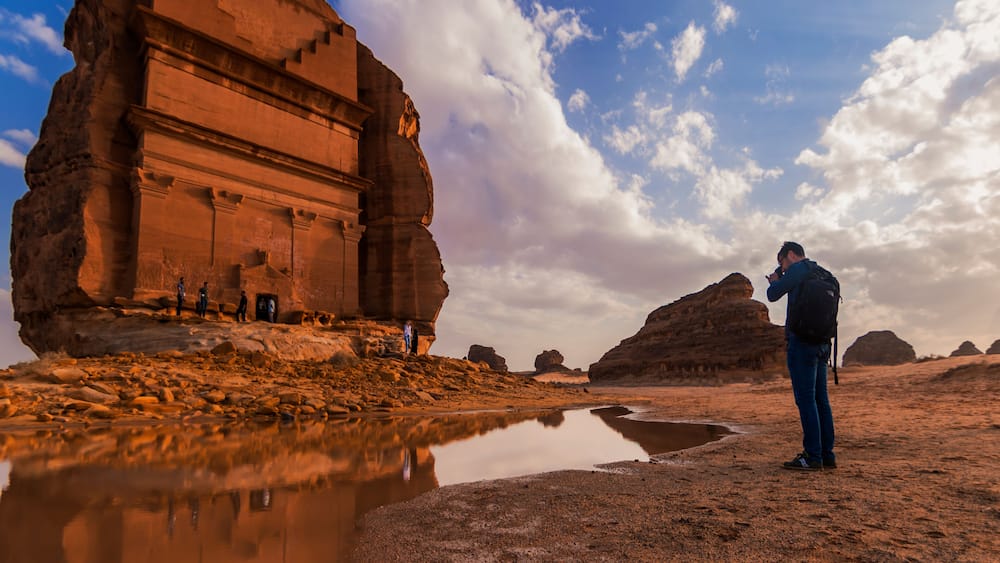 tourist in alula historical pleas in saudi arabia
