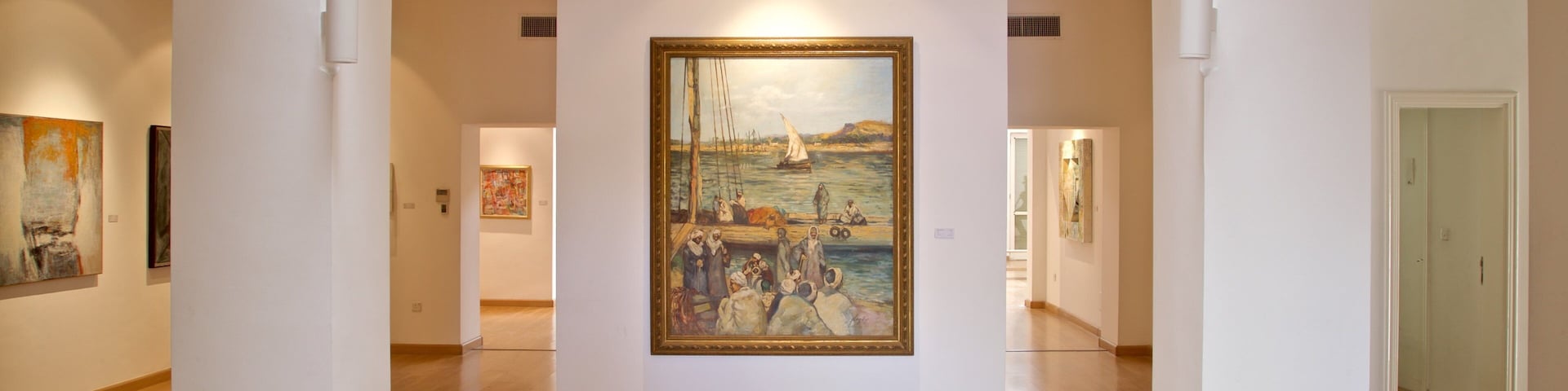 Jordan National Gallery of Fine Arts which includes interior views and art