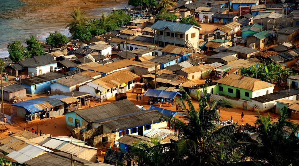 View over a fishing village (Butre) in Ghana