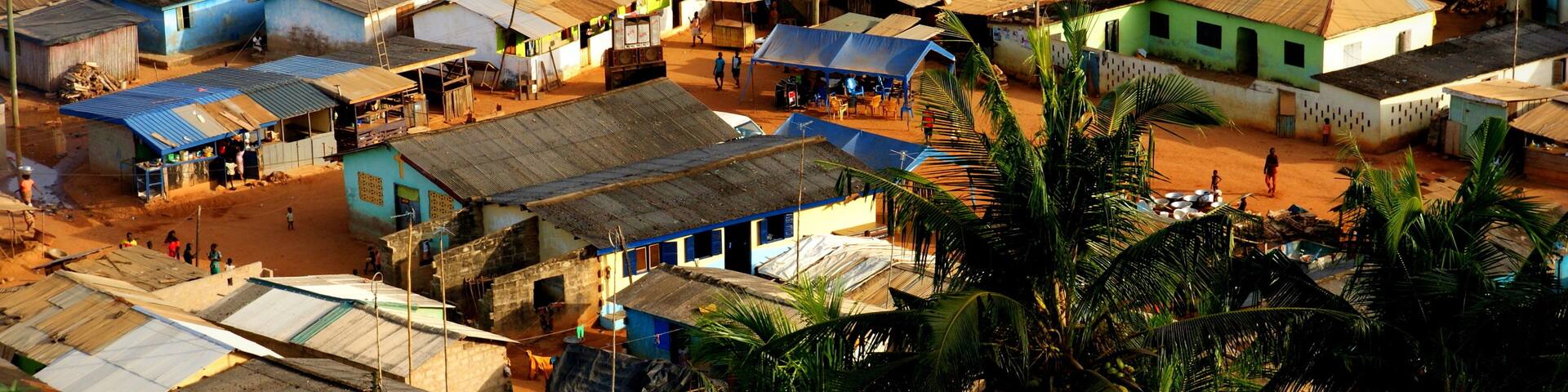 View over a fishing village (Butre) in Ghana
