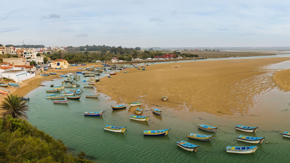 Lagoon Moulay Bousselham fishing boats, Morocco