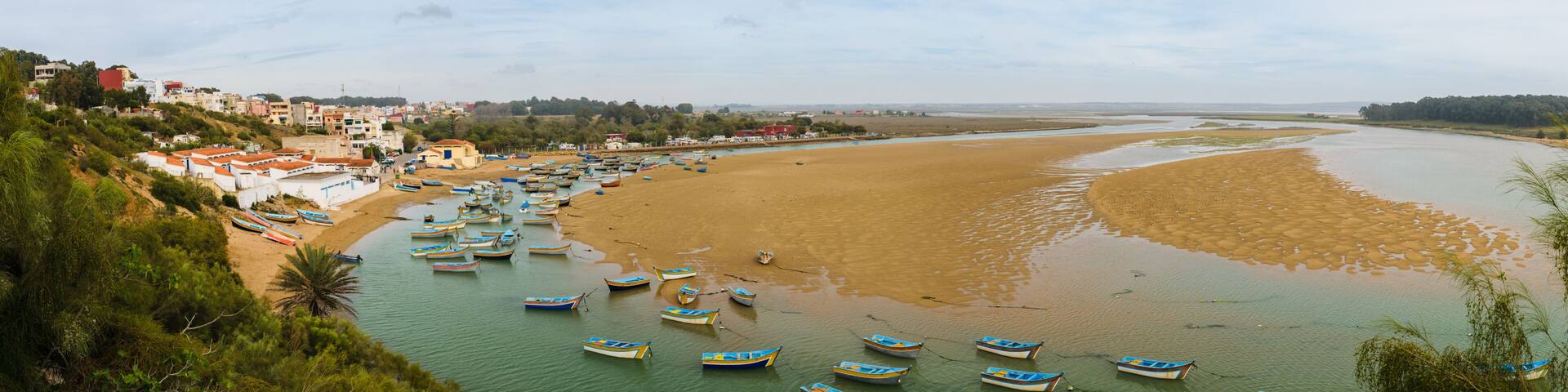 Lagoon Moulay Bousselham fishing boats, Morocco