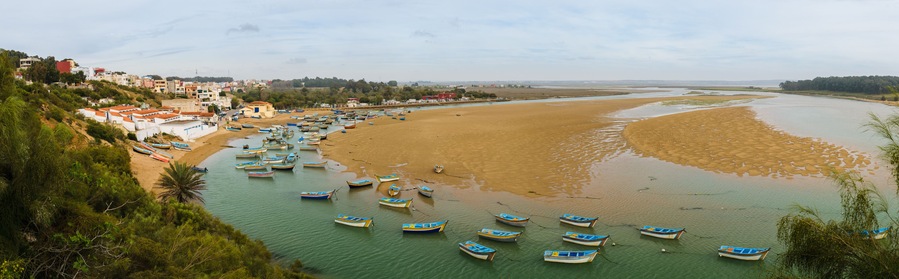 Lagoon Moulay Bousselham fishing boats, Morocco