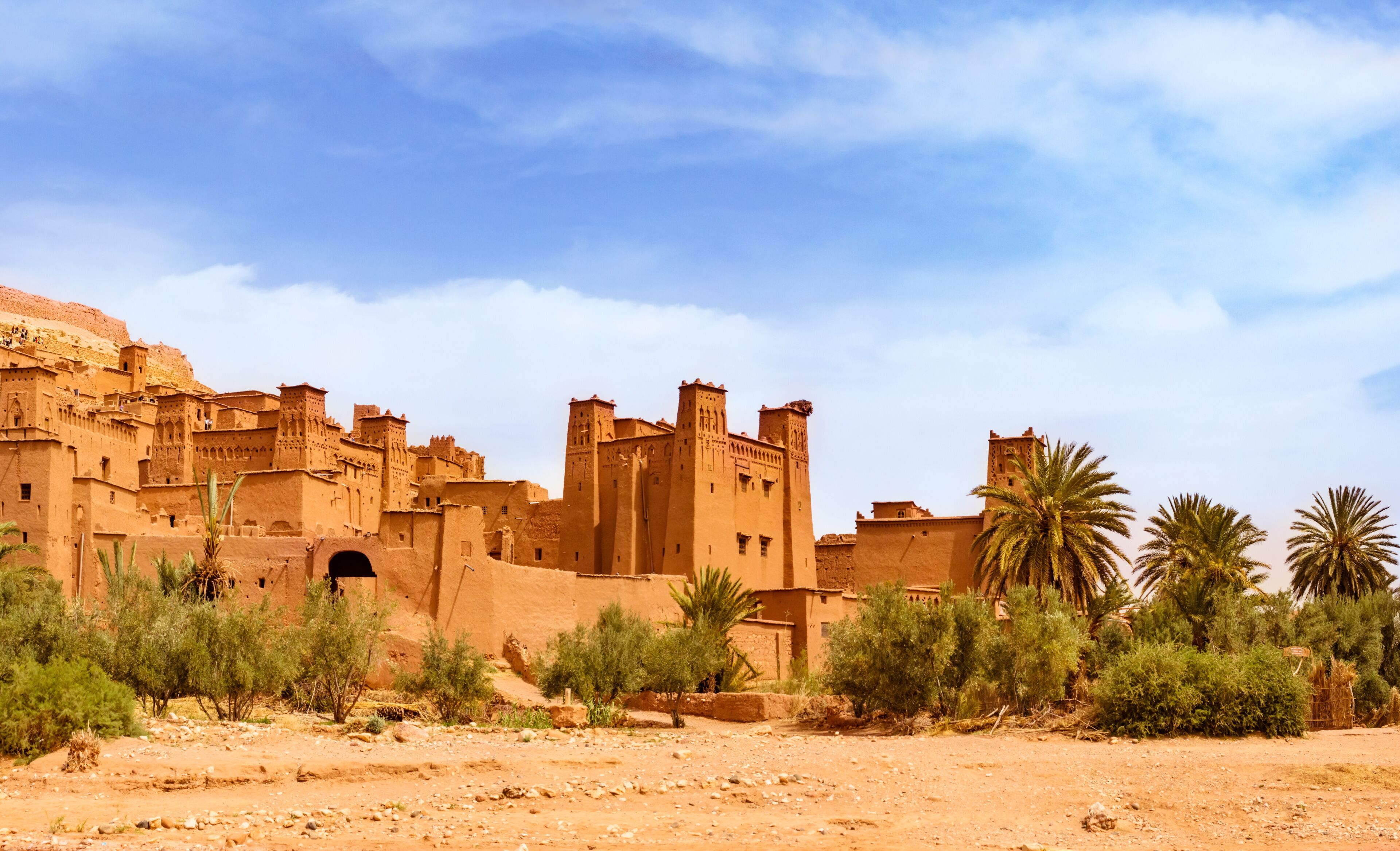 Amazing view of Kasbah Ait Ben Haddou near Ouarzazate in the Atlas Mountains of Morocco. UNESCO World Heritage Site