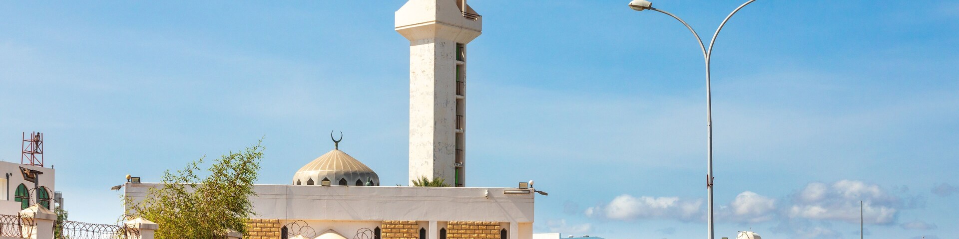 Saudi Institute Mosque with road in foreground, Djibouti city, Djibouti, Horn of Africa