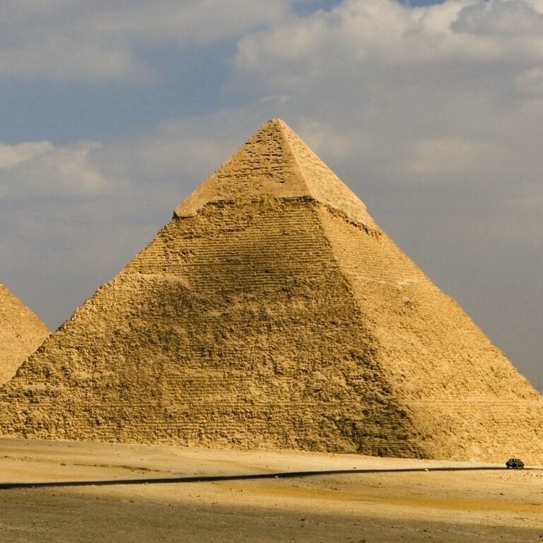 Slightly smaller than the great pyramid, it's still impressive.