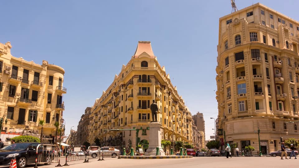 Famous Talaat Harb Square in downtown Egypt