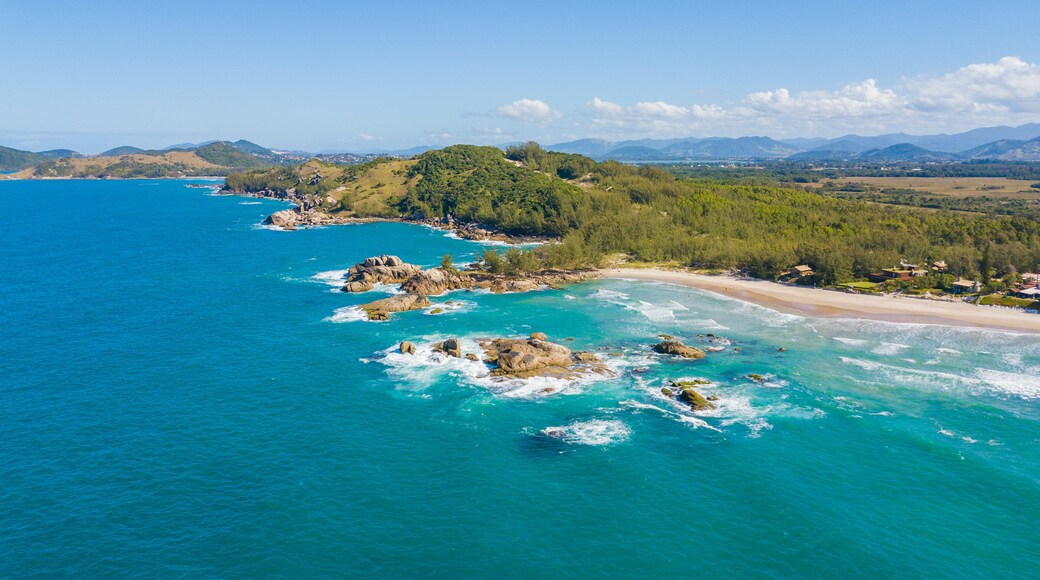 Aerial view of Barra beach - Garopaba. Beautiful natural beach in Santa Catarina, Brazil