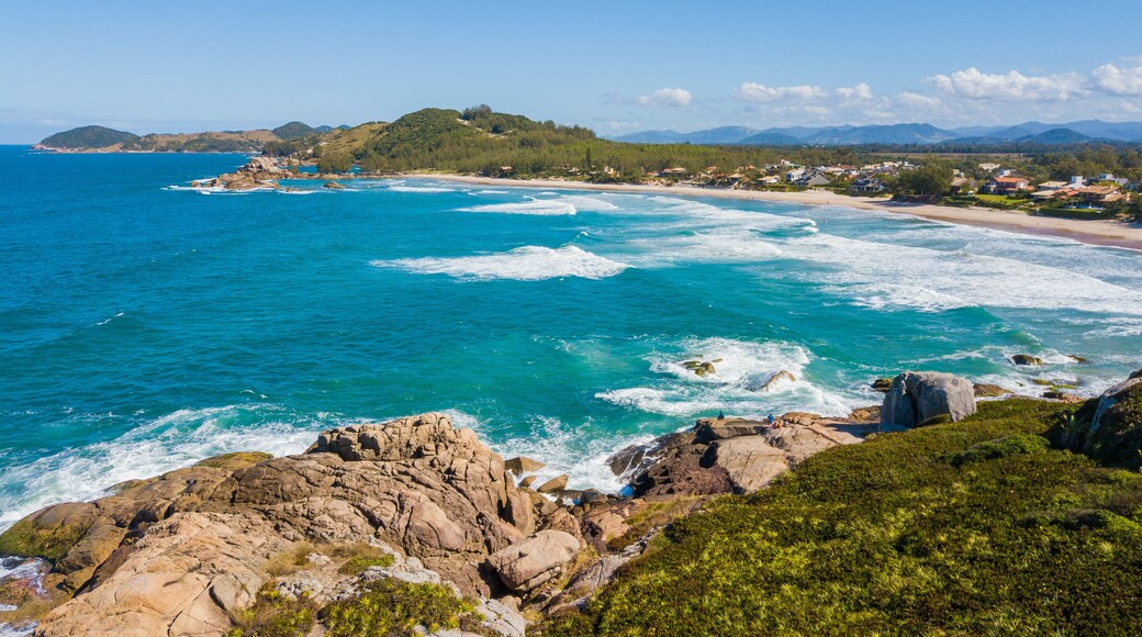 Aerial view of Barra beach - Garopaba. Beautiful natural beach in Santa Catarina, Brazil