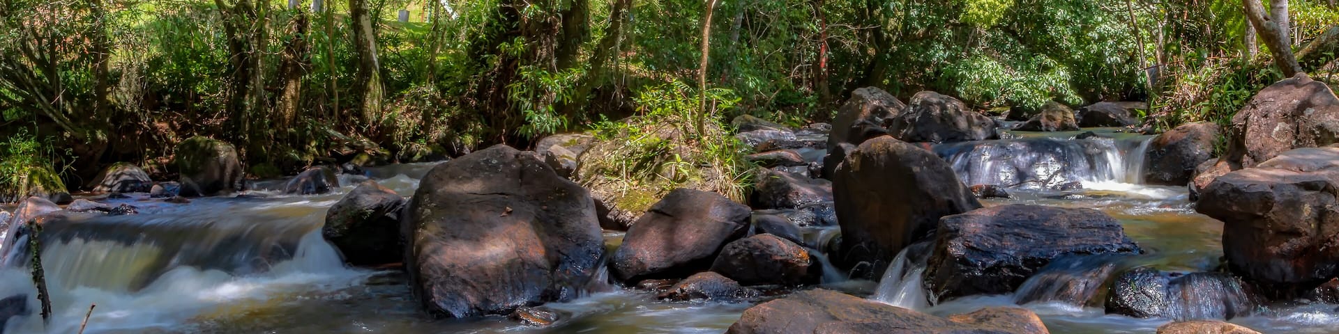 Rapids downhill the Waterfall named Cachoeiras dos Pretos, Joanopolis, SP, Brasil