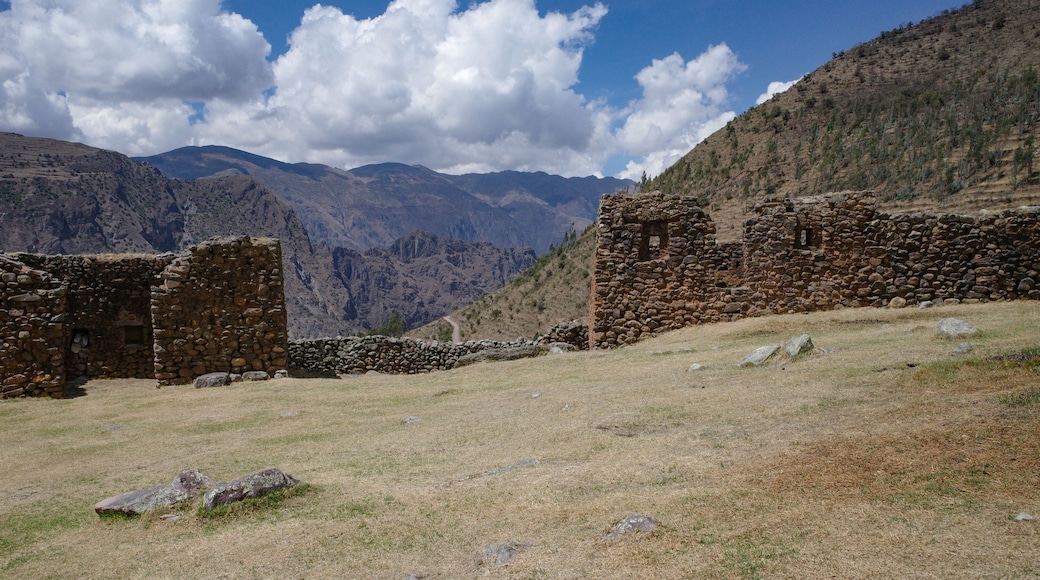 Cusco, Peru - Dec 3, 2022: The Inca Ruins of Pumamarca, near the town of Ollantaytambo