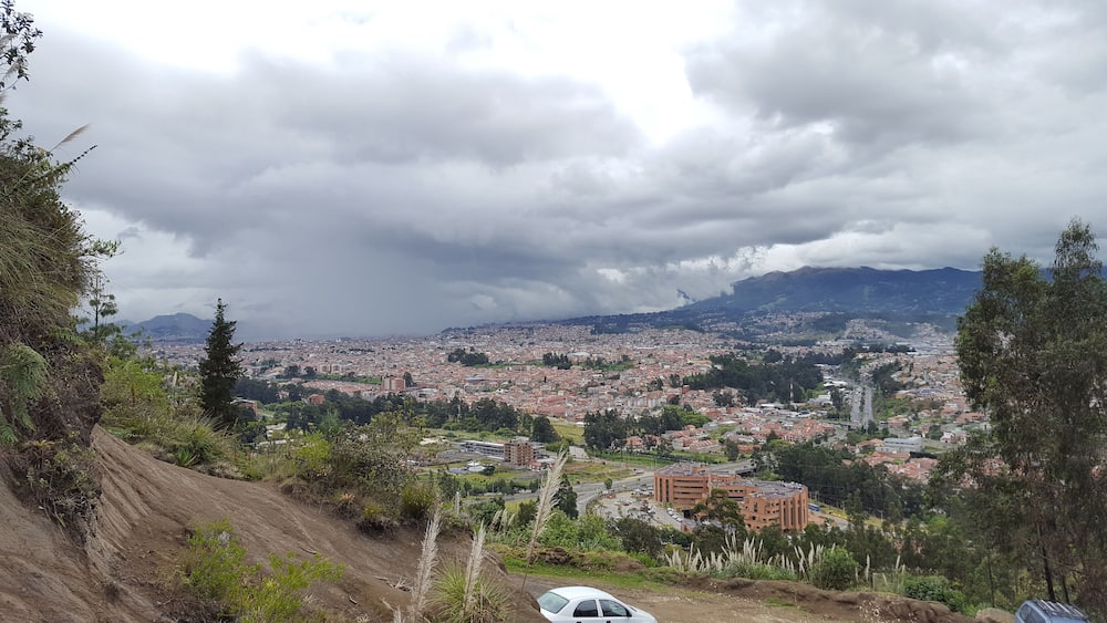 Rain over Cuenca from Parque ZoolĂłgico del Cuenca, Ecuador