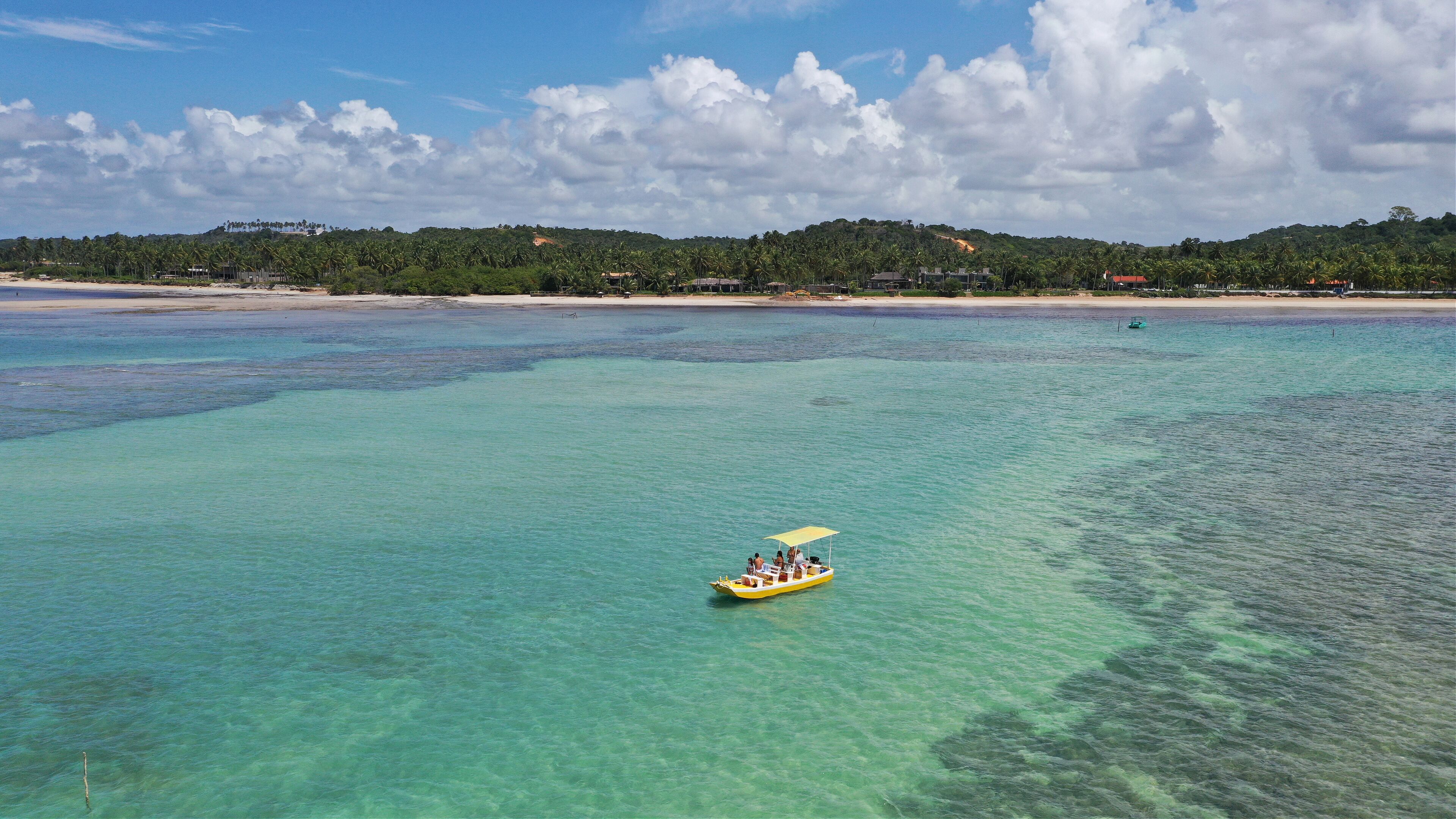 Panoramic view of turquoise waters of Sao Miguel dos Milagres in Alagoas State, Brazil 