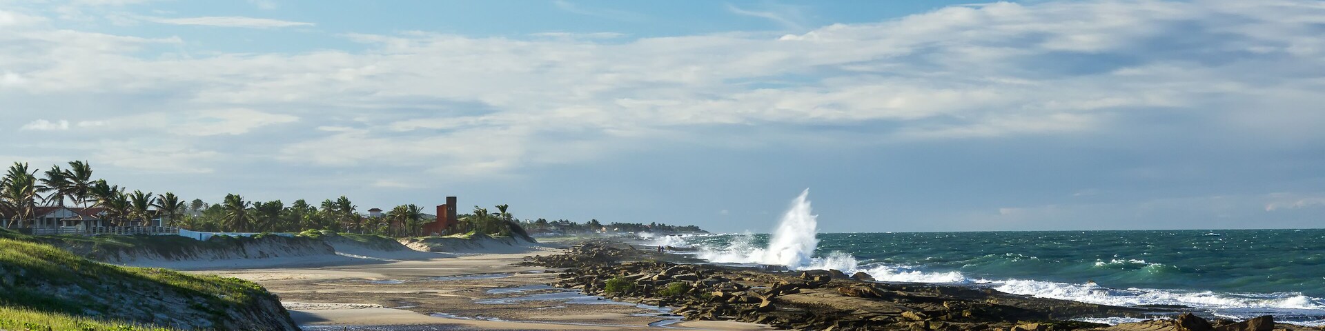 Coral reefs in low tide in Camurupim Beach, Rio Grande do Norte, Brazil