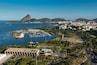 Aerial View of Museum of Modern Art, Marina da Gloria and the Sugarloaf Mountain in the Horizon, in Rio de Janeiro, Brazil