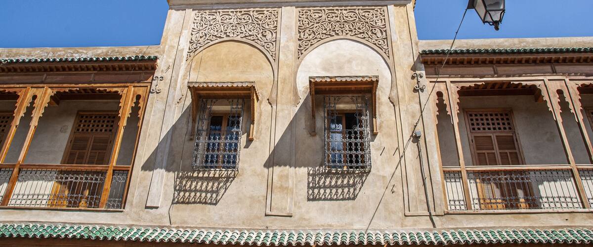 Buildings in the jewish quarter in Fes, one of the three parts of Fes in Morocco
Detail of the jewish quarter in Fes, Morocco