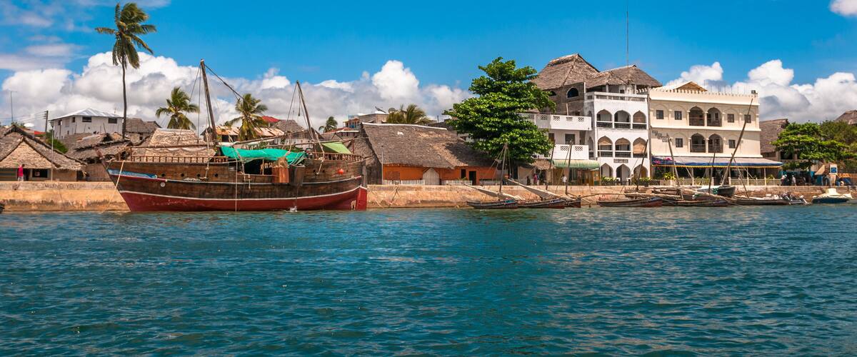 Lamu old town waterfront, Kenya, UNESCO World Heritage site