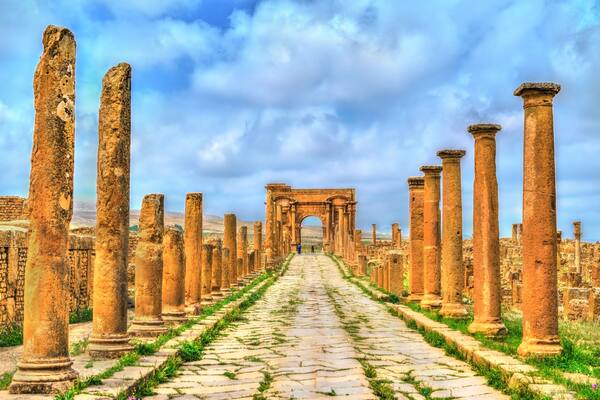 Timgad, ruins of a Roman-Berber city in Algeria.