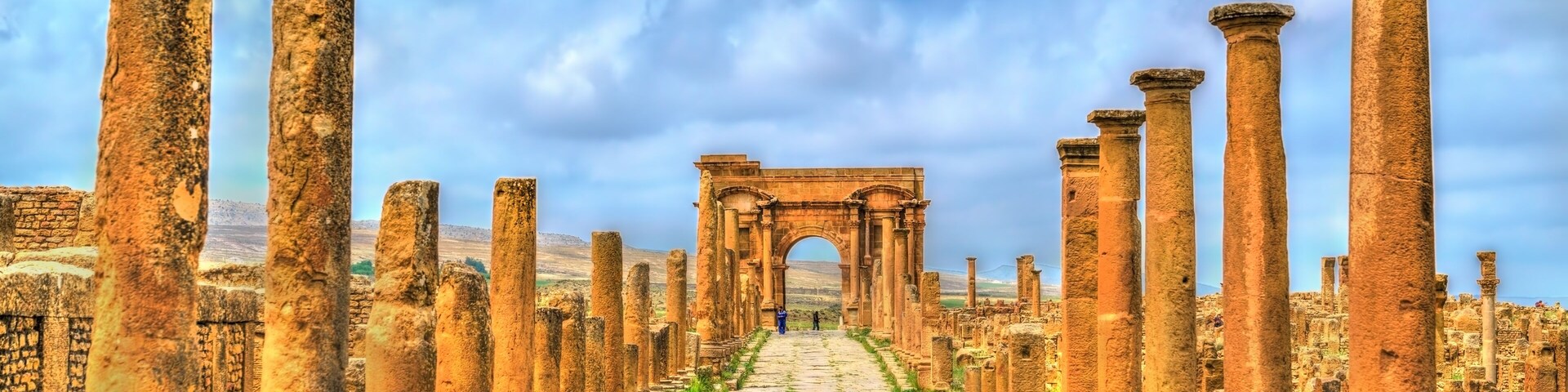 Timgad, ruins of a Roman-Berber city in Algeria.