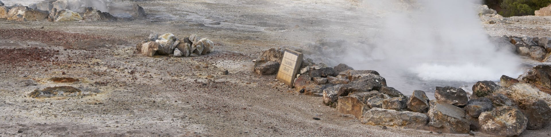 Hot spring waters in Furnas, Sao Miguel. Azores. Portugal. Vertical