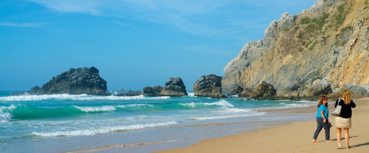 Adraga Beach showing general coastal views, a sandy beach and surf