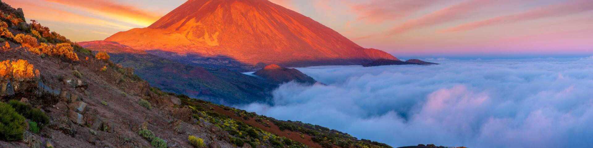 Teide volcano in Tenerife in the light of the rising sun