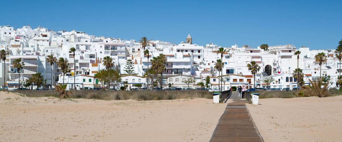 Trafalgar Surf showing a coastal town and a beach