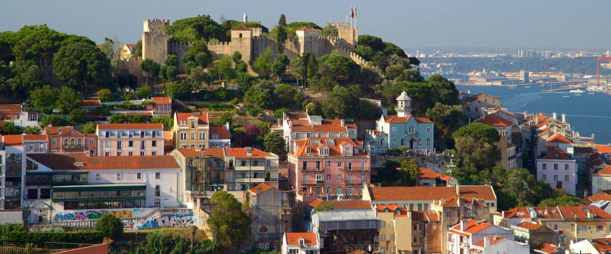 Senhora do Monte Viewpoint which includes landscape views, a river or creek and a city