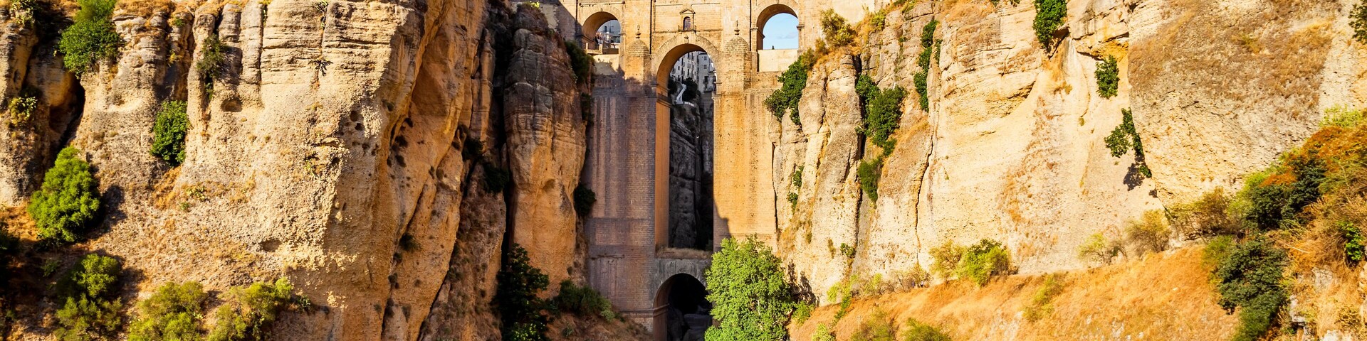 Bridge of Ronda, a famous white villages of Malaga, Spain a
