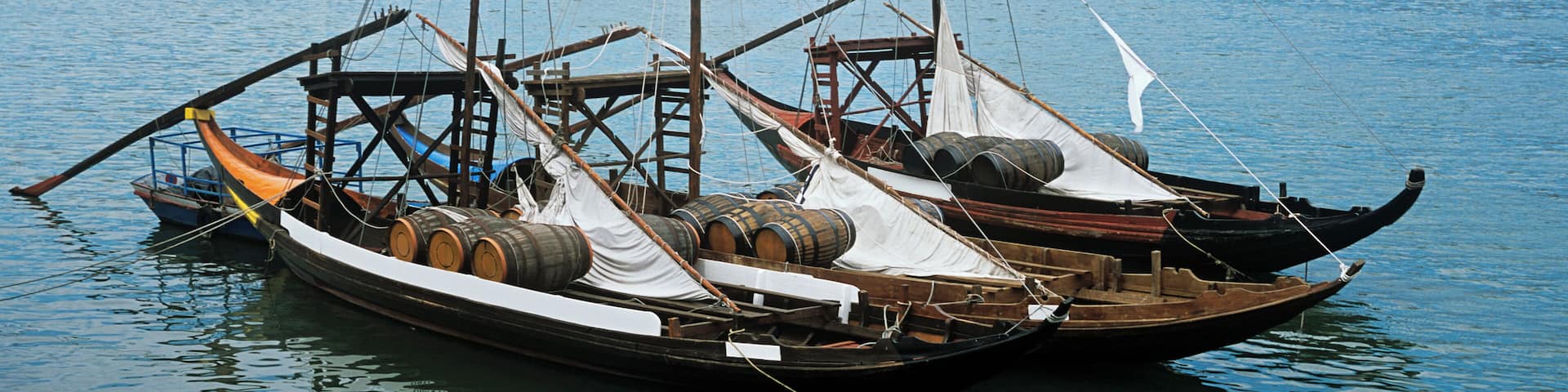 Rabelo boats on douro river porto
