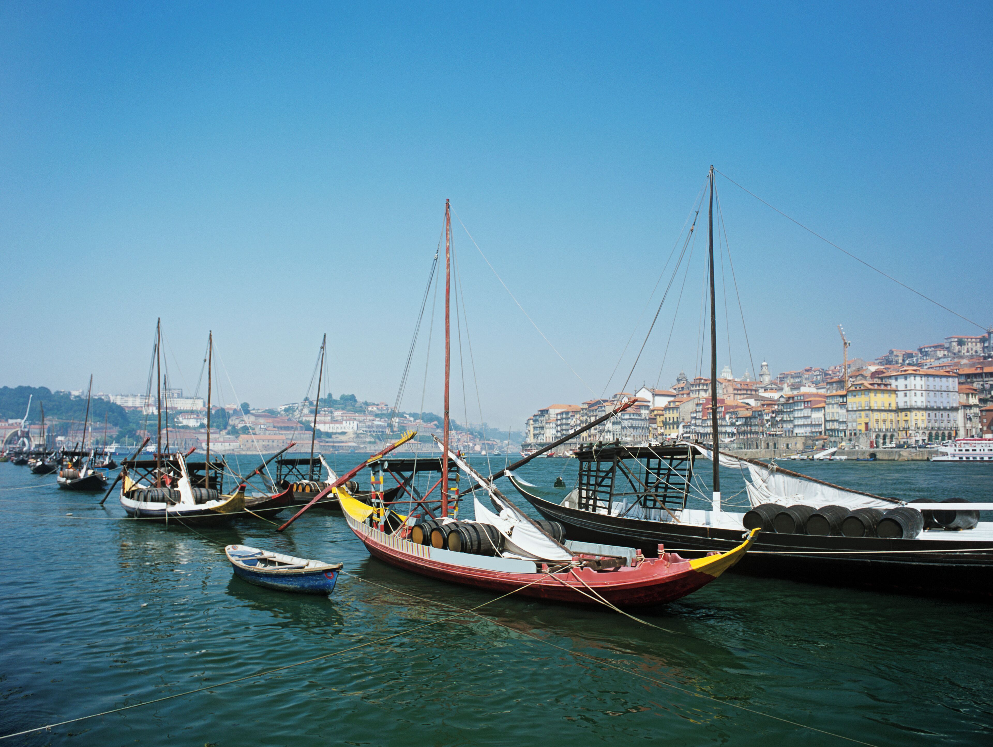 Rabelo boats on douro river porto