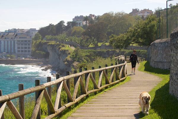 Parque de Matalenas showing a coastal town, hiking or walking and general coastal views