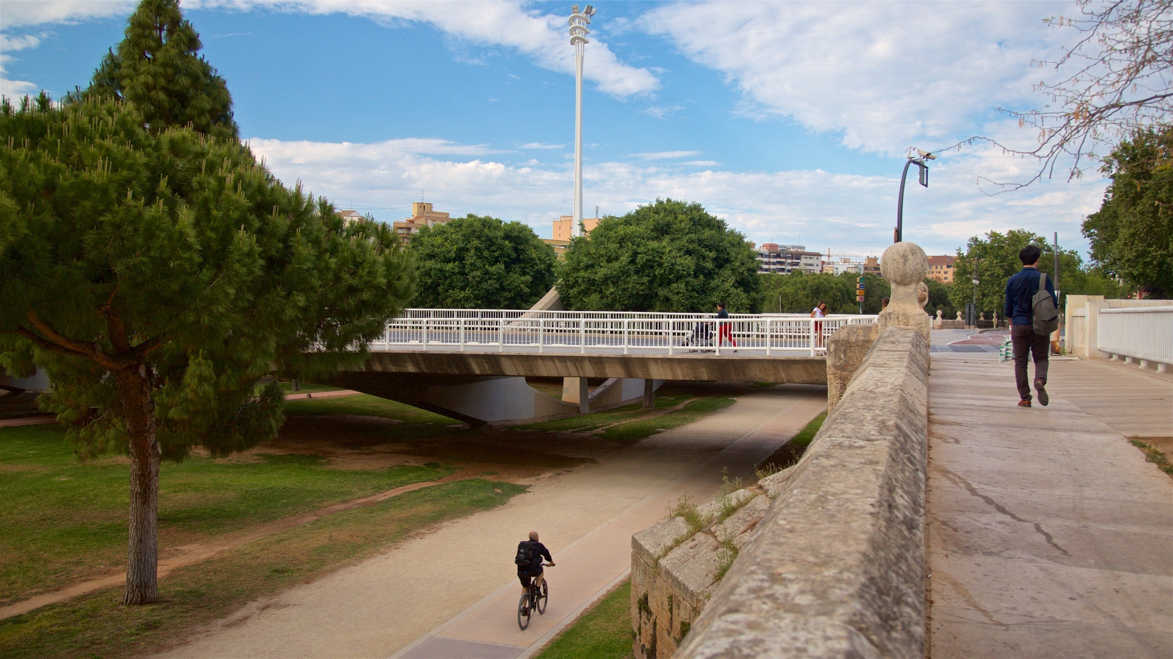 Puente de las Artes showing a park and a bridge