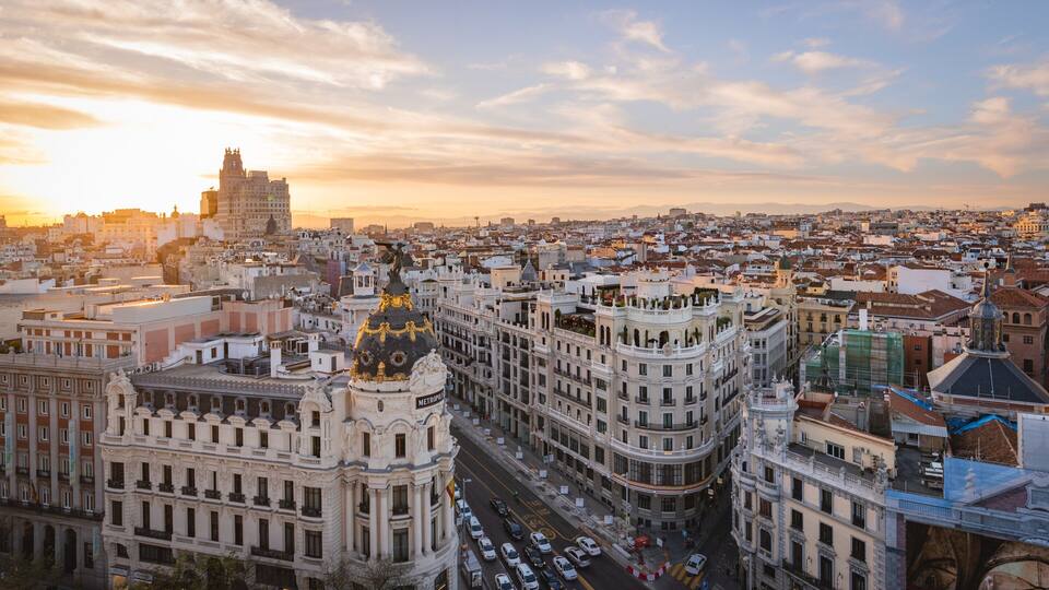 Circulo de Bellas Artes featuring landscape views, a city and a sunset