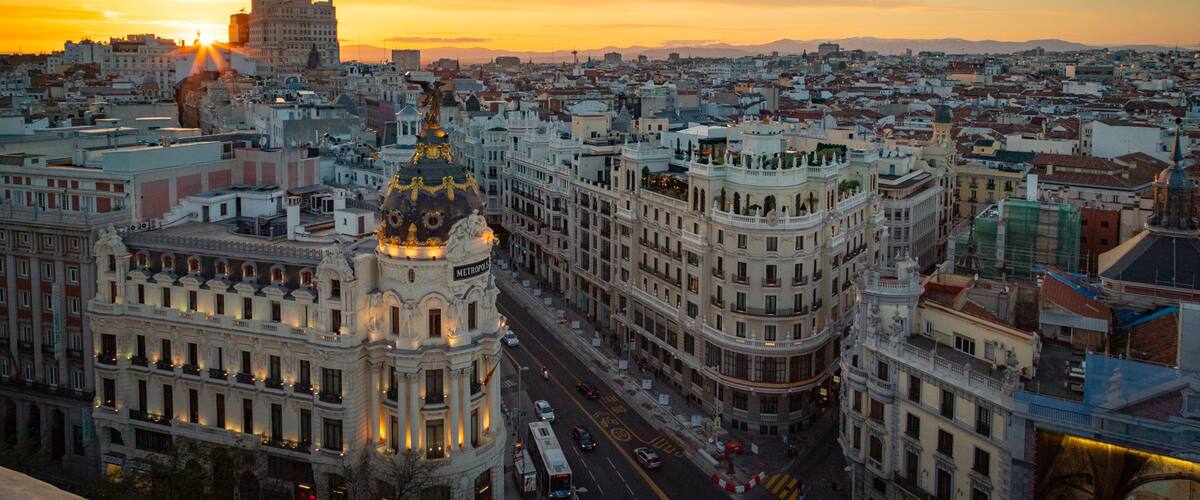 Circulo de Bellas Artes which includes a sunset, a city and landscape views