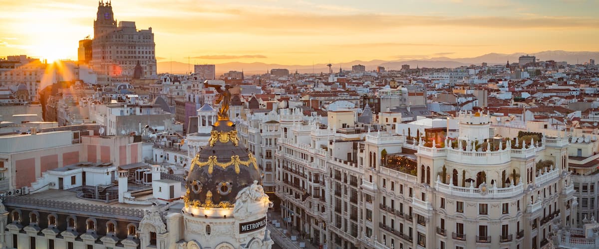 Circulo de Bellas Artes featuring landscape views, a sunset and a city