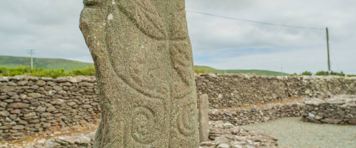 Riasc Monastic Settlement showing heritage elements and building ruins