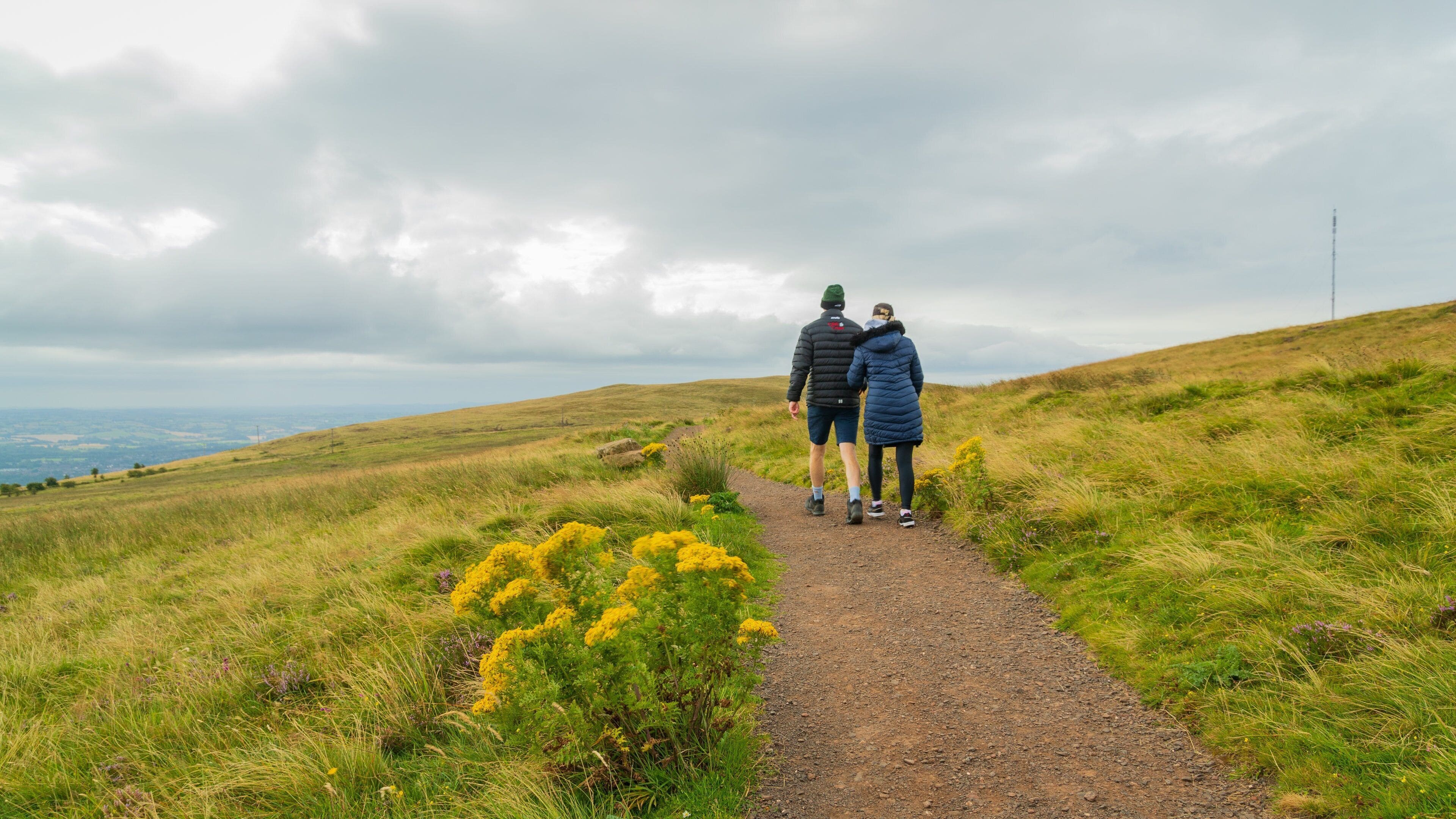 Black Mountain featuring tranquil scenes and hiking or walking as well as a couple