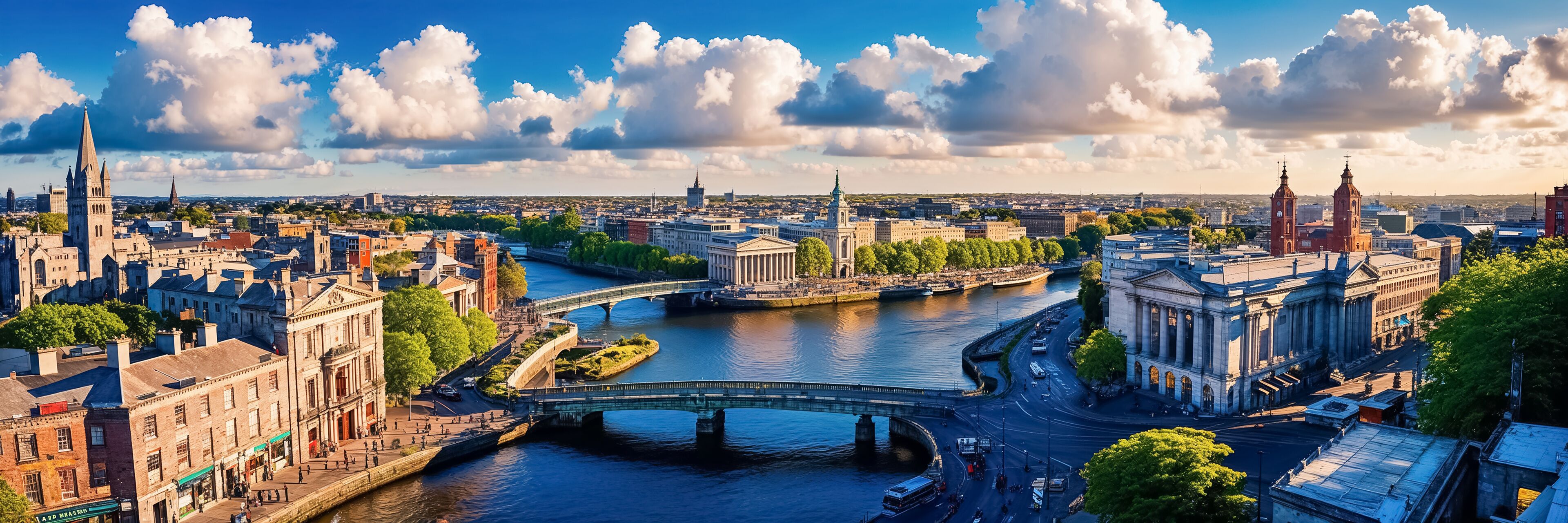 panorama of stunning Dublin Ireland