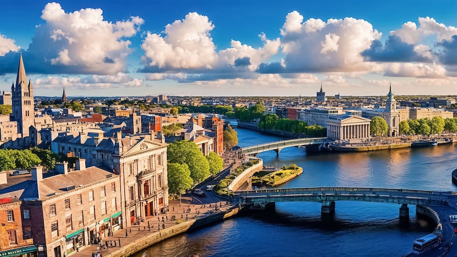 panorama of stunning Dublin Ireland