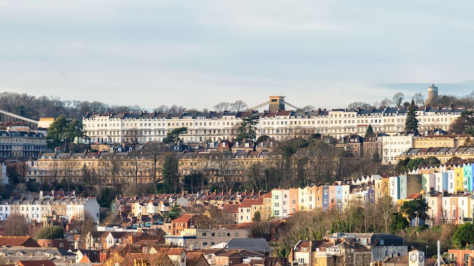 Panoramic view of Cliftom area of Bristol, England, United Kingdom