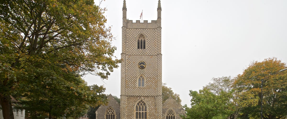 Minster Church of St Mary the Virgin showing a church or cathedral and heritage architecture