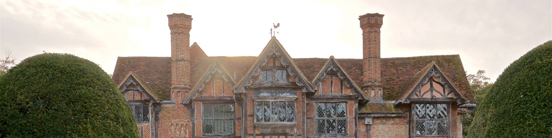 Dorney Court which includes a house, heritage elements and a sunset