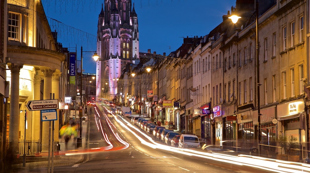 Wills Memorial Building featuring a city and night scenes