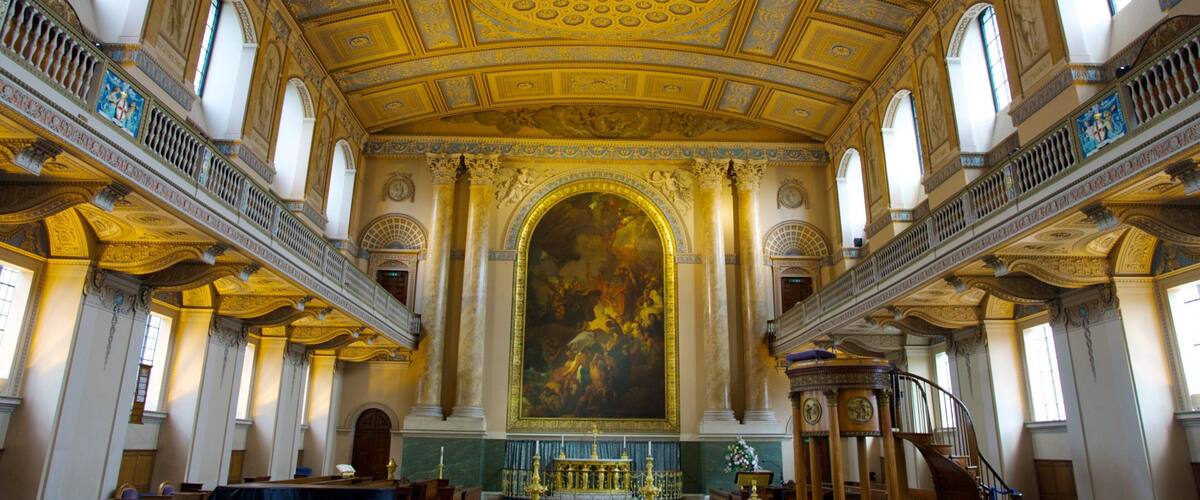 Old Royal Naval College showing heritage architecture and interior views