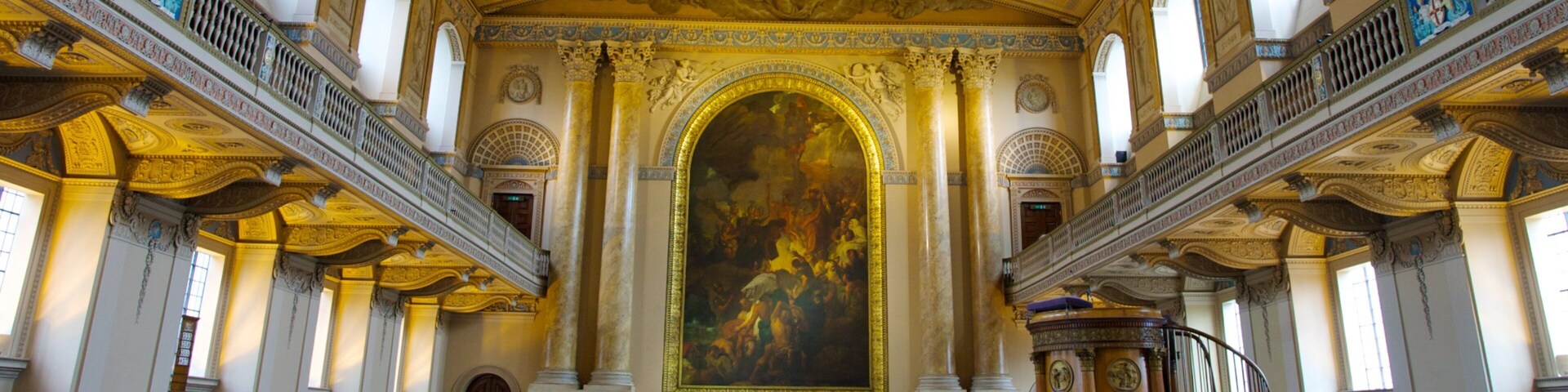 Old Royal Naval College showing heritage architecture and interior views