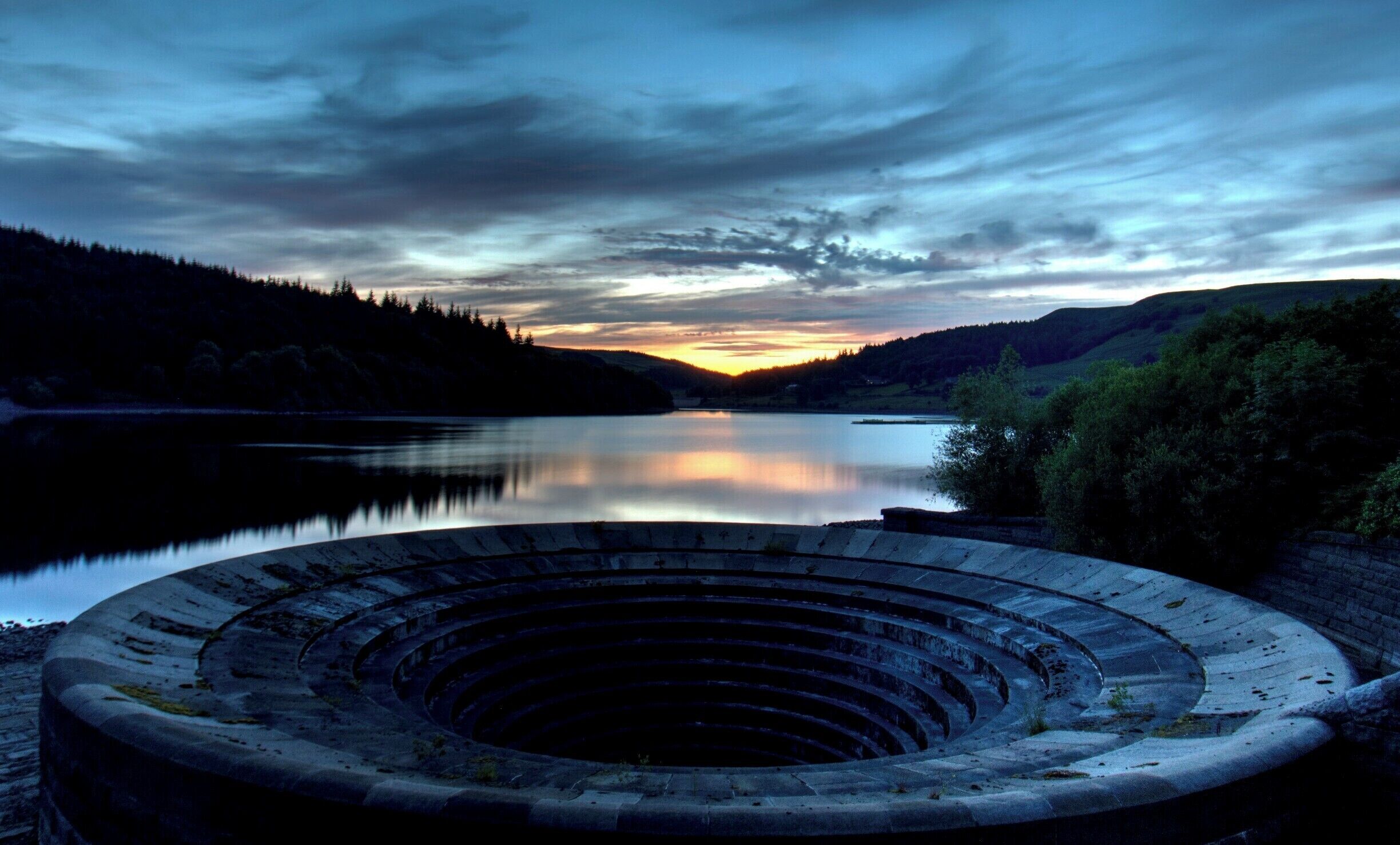One of the two Plug Holes on Ladybower Reservoir, The Peak District, Derbyshire.