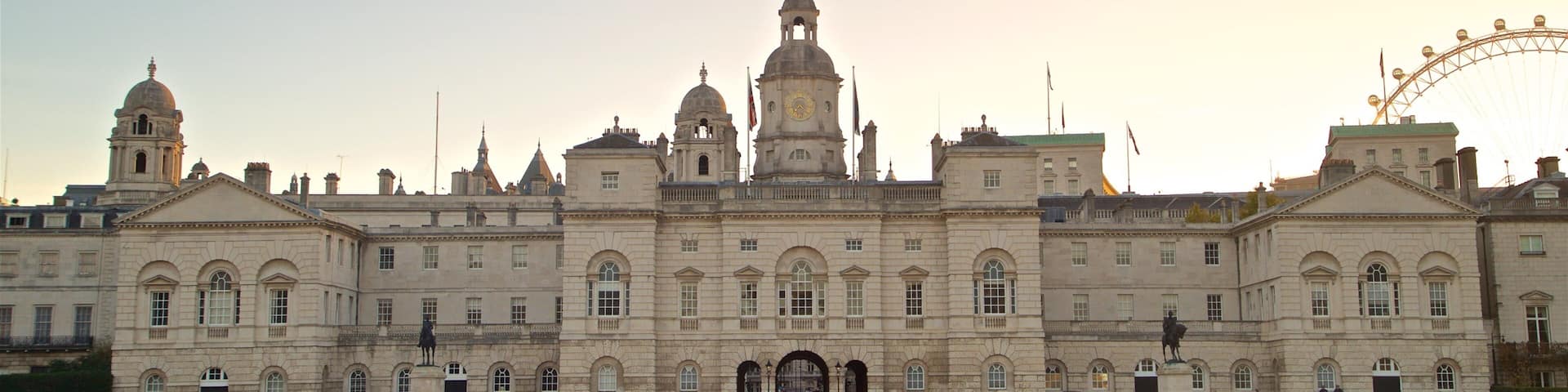 The Household Cavalry Museum which includes a sunset, a square or plaza and landscape views