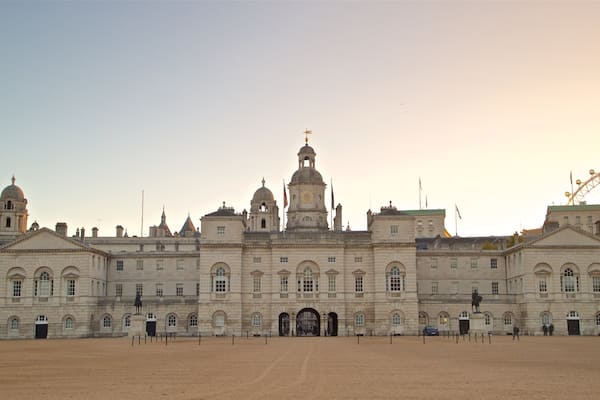 The Household Cavalry Museum which includes a sunset, a square or plaza and landscape views